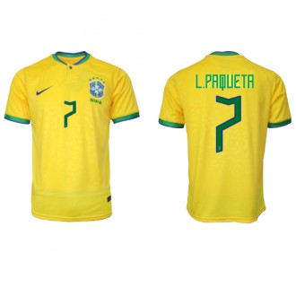 Herren Fußballbekleidung Brasilien Lucas Paqueta #7 Heimtrikot WM 2022 Kurzarm